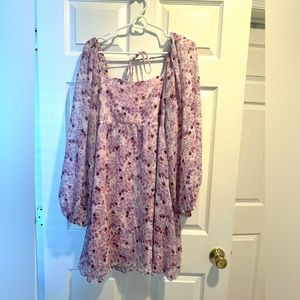 Lucy Paris Purple Floral Bohemian Long Sleeve Mini Sundress Size Medium